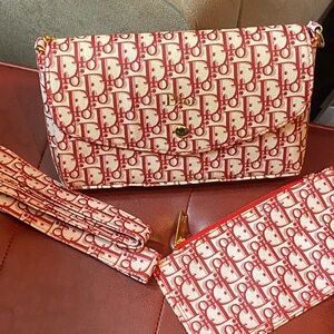 Red and Cream small Crossbody Bag